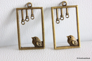 1 x Bronze Plated Birds Rectangle Pendants